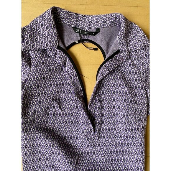 Zara BNWOT womens collared purple bodysuit sz small backless - Picture 3 of 8